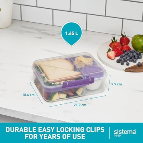 KLIP IT PLUS Leakproof Food Storage Containers | 1 L | Airtight, Stackable & Nestable Meal Prep Containers with Lids | School Lunch Boxes | BPA-Free | 3 Count